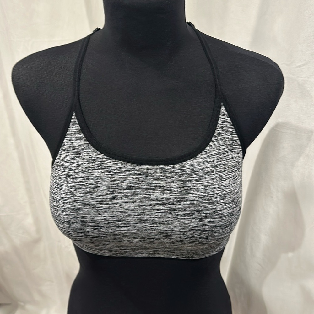 New Balance Lightweight Non-Padded Racerback Soorts Bra Gray & Black Size Large